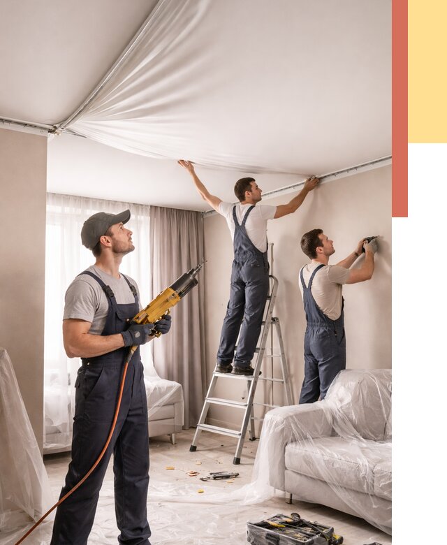 Установка натяжного потолка в Соль-илецке от 4688 руб. | Быстро и недорого — ОТДЕЛОЧНИК-Сои