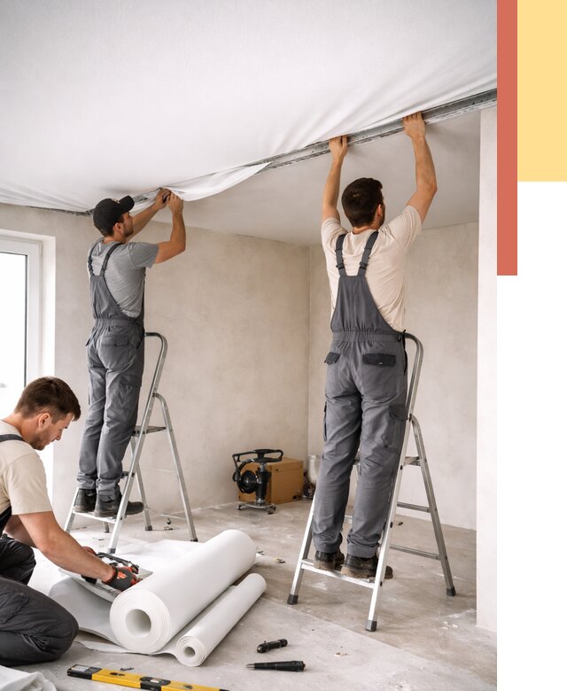 Монтаж тканевого натяжного потолка в Соль-илецке от 3646 руб. под ключ | ОТДЕЛОЧНИК-Сои