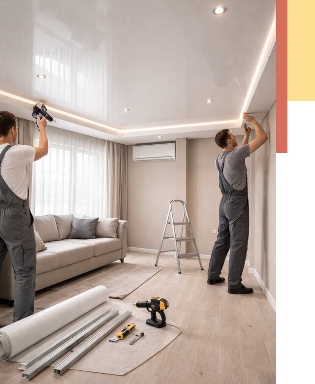 Монтаж глянцевого натяжного потолка в Соль-илецке от 781 руб. под ключ | ОТДЕЛОЧНИК-Сои