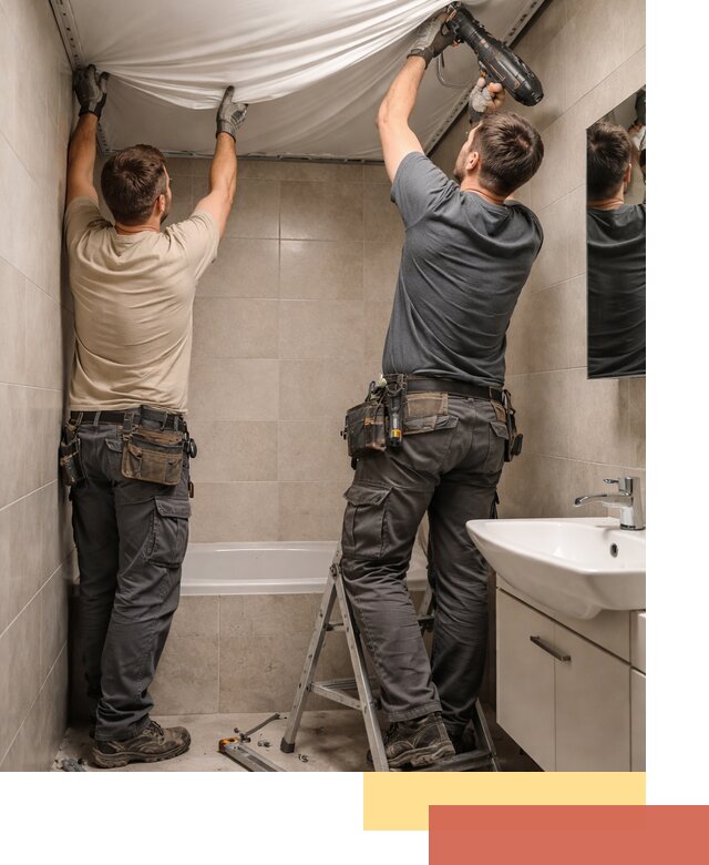 Монтаж натяжного потолка в ванной в Соль-илецке быстро и качественно