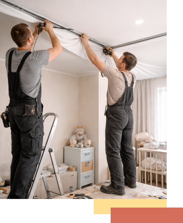 Монтаж натяжного потолка в детской комнате в Соль-илецке