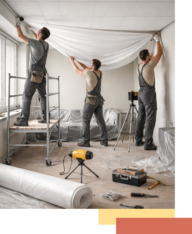 Монтаж натяжного потолка в офисе в Соль-илецке