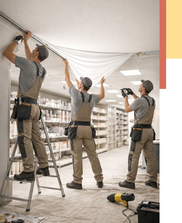 Монтаж натяжного потолка в магазине в Соль-илецке от 4688 руб. быстро и недорого | ОТДЕЛОЧНИК-Сои