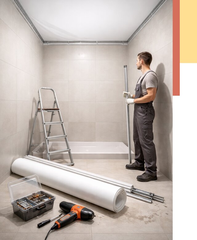 Монтаж натяжного потолка в санузле в Соль-илецке от 1927 руб. — ОТДЕЛОЧНИК-Сои