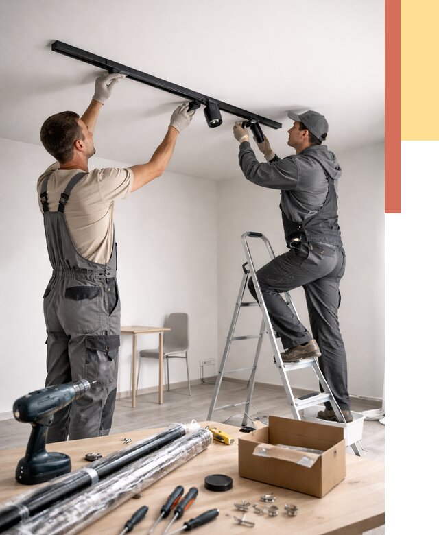 Установка трековых светильников в натяжной потолок в Соль-илецке от 4376 руб. | ОТДЕЛОЧНИК-Сои