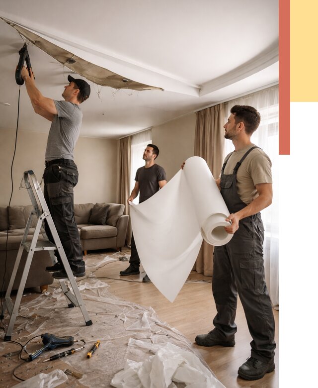 Замена полотна натяжного потолка в Соль-илецке от 9897 руб. быстро и недорого | ОТДЕЛОЧНИК-Сои