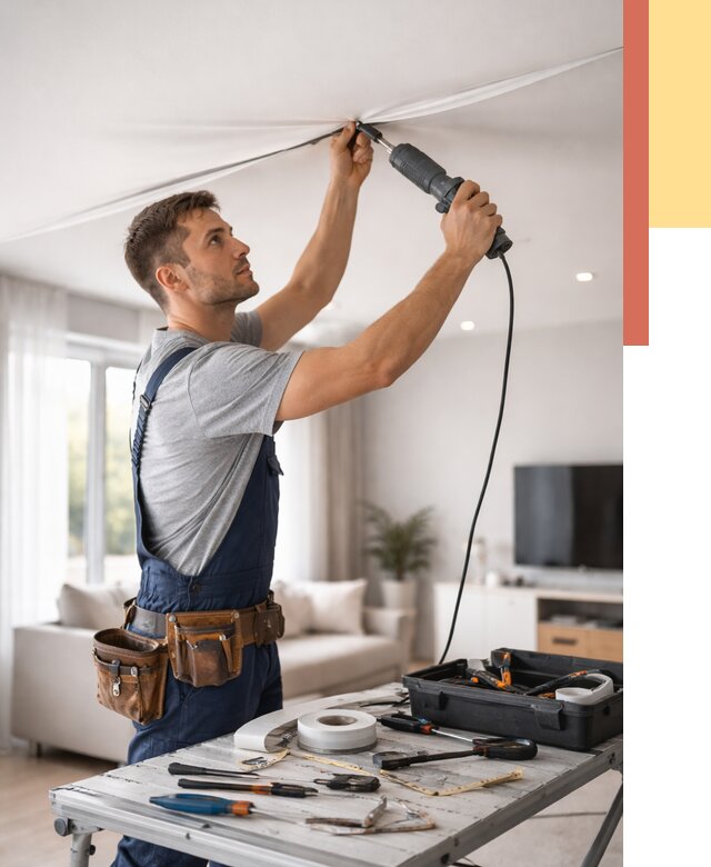 Ремонт натяжных потолков в Соль-илецке от 9897 руб. под ключ — ОТДЕЛОЧНИК-Сои