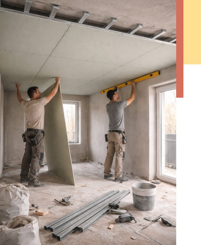 Одноуровневый потолок из гипсокартона в Соль-илецке от 781 руб. — монтаж под ключ | ОТДЕЛОЧНИК-Сои