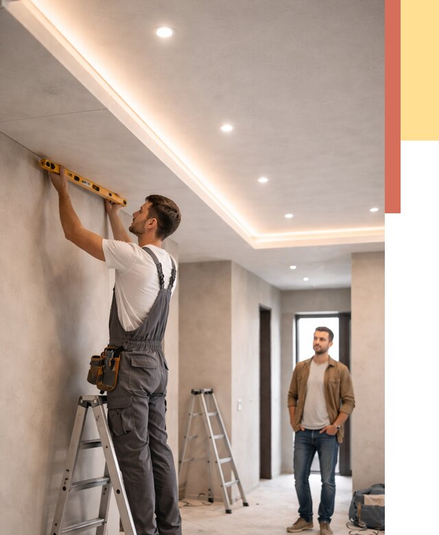 Потолок из гипсокартона с подсветкой в Соль-илецке от 781 руб./м2 под ключ | ОТДЕЛОЧНИК-Сои