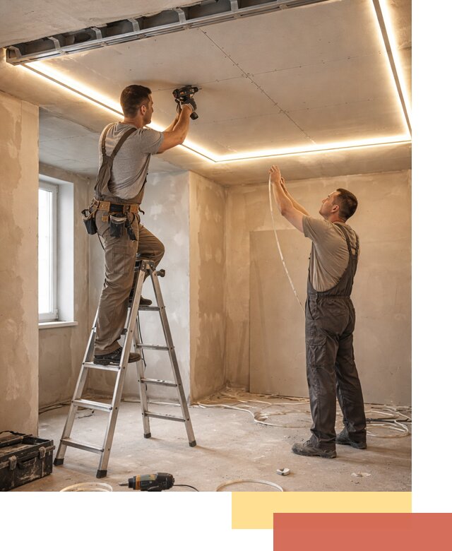 Потолок из гипсокартона с подсветкой в Соль-илецке