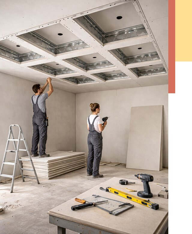 Кессонный потолок из гипсокартона в Соль-илецке от 1927 руб. — монтаж и под ключ | ОТДЕЛОЧНИК-Сои