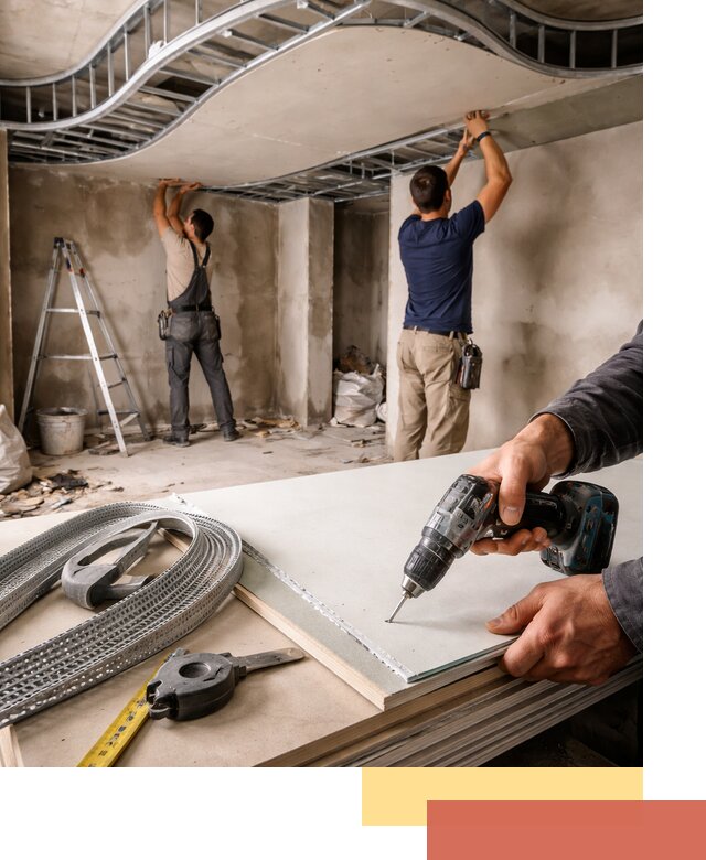 Криволинейный потолок из гипсокартона в Соль-илецке — монтаж и отделка