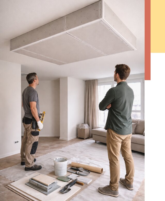 Короб на потолке из гипсокартона в Соль-илецке от 2292 руб. — монтаж и услуги под ключ | ОТДЕЛОЧНИК-Сои