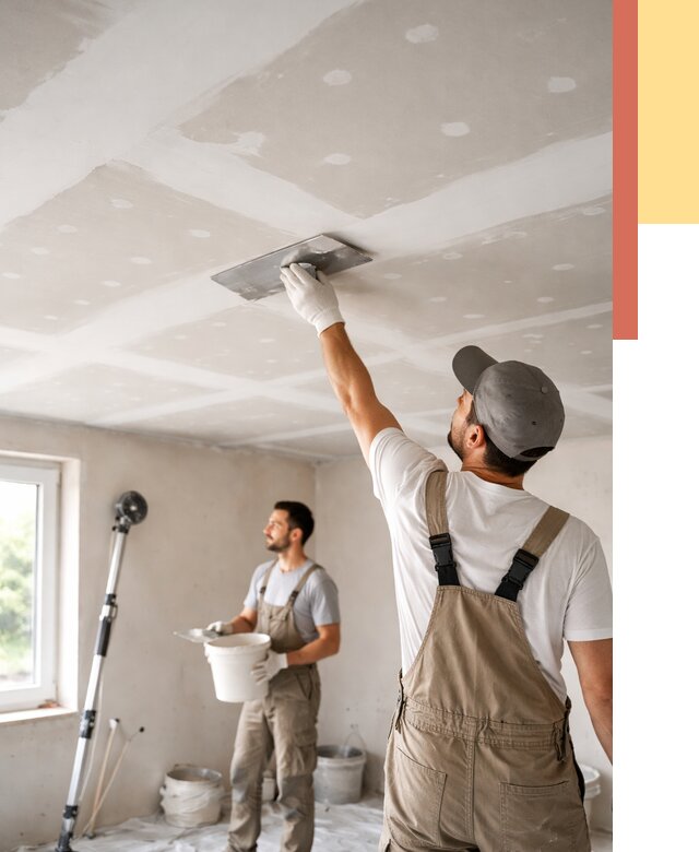 Шпаклевка потолка из гипсокартона в Соль-илецке от 3334 руб./м2 — услуги под ключ | ОТДЕЛОЧНИК-Сои