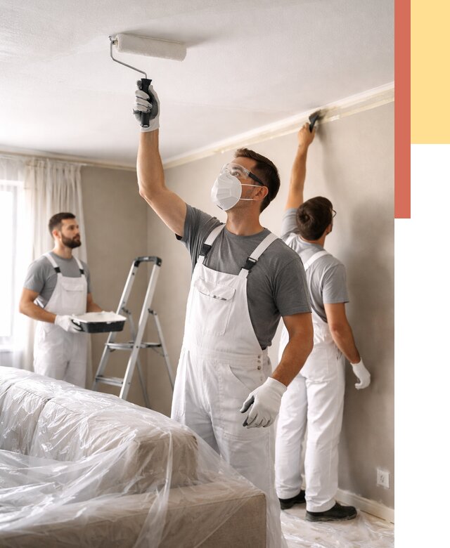 Покраска потолка водоэмельсионной краской в Соль-илецке от 2292 руб/м² — услуги под ключ | ОТДЕЛОЧНИК-Сои