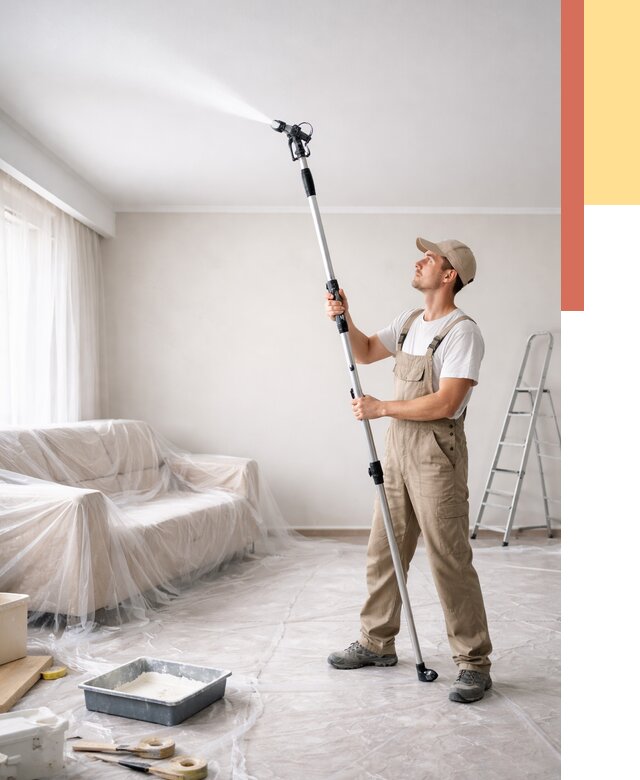 Покраска потолка краскопультом в Соль-илецке от 4688 руб. быстро и недорого | ОТДЕЛОЧНИК-Сои