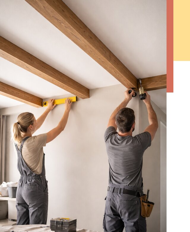 Монтаж декоративных балок на потолок в Соль-илецке от 4376 руб. — ОТДЕЛОЧНИК-Сои